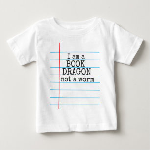 T-shirt Pour Bébé "Je suis un DRAGON de LIVRE pas un ver" sur le