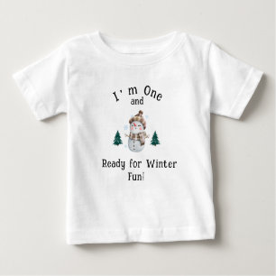 T-shirt Pour Bébé Je suis un et prêt pour le plaisir hivernal! - Bi 