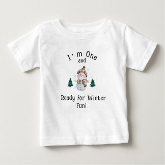 T-shirt Pour Bébé Je suis un et prêt pour le plaisir hivernal! - Bi