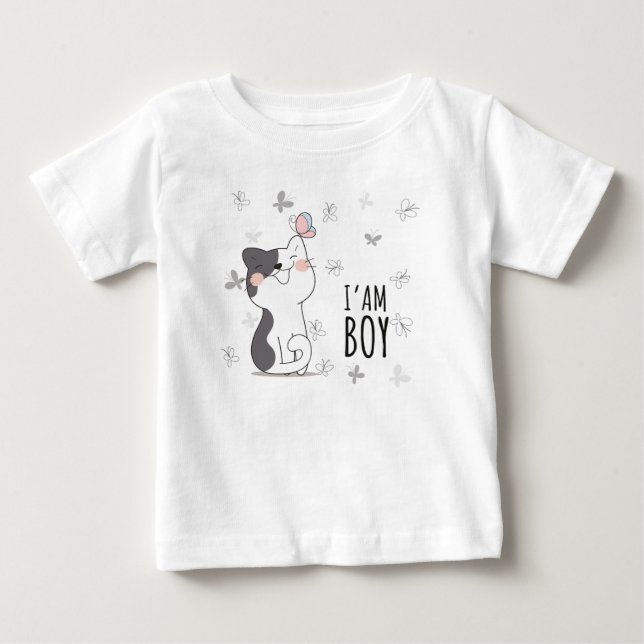T-shirt Pour Bébé Je Suis Un Garçon (Devant)