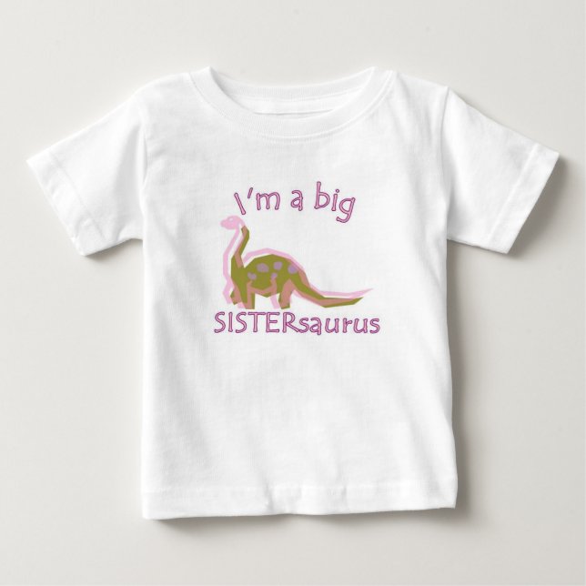 T-shirt Pour Bébé Je suis un grand sistersaurus (Devant)