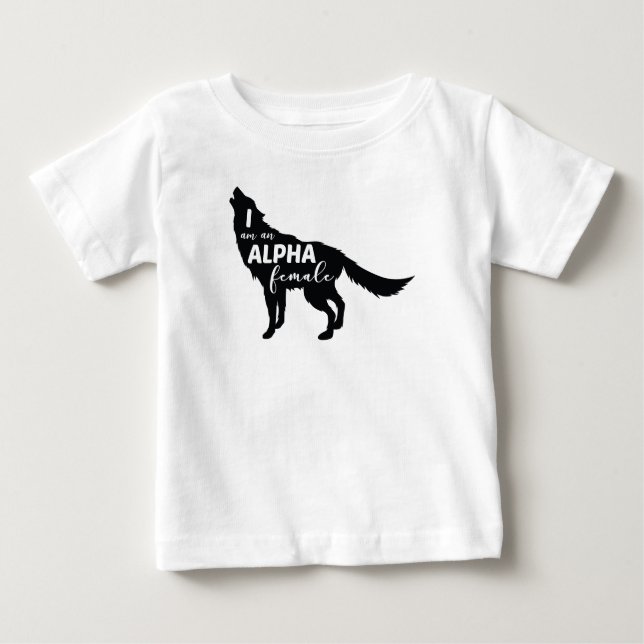 T-shirt Pour Bébé Je suis une femme Alpha Wolf Girl (Devant)