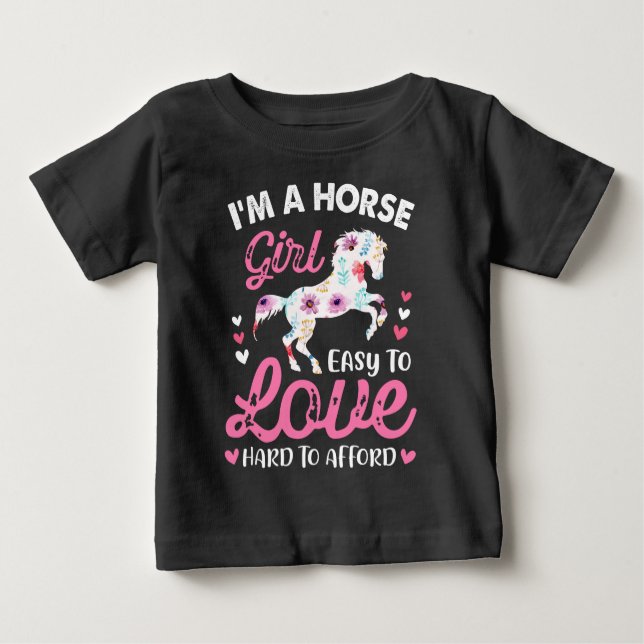 T-shirt Pour Bébé Je Suis Une Fille À Cheval Facile À Aimer Difficil (Devant)