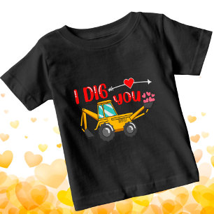 T-shirt Pour Bébé Je t'ai creusé Backhoe Valentine