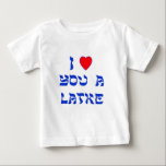 T-shirt Pour Bébé Je t'aime un Latke<br><div class="desc">Grand cadeau de Chanukah pour dire à quelqu'un combien vous les aimez avec un jeu de mots avec le Latke !</div>