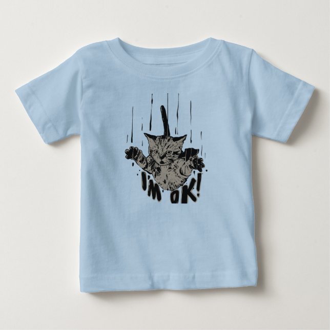 T-shirt Pour Bébé Je vais bien-chat qui tombe (Devant)