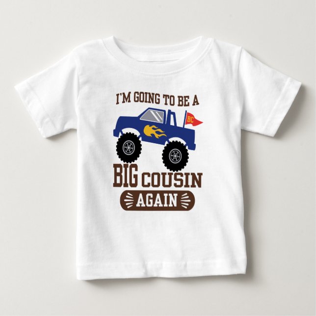 T-shirt Pour Bébé Je vais être un grand cousin encore Monster Truck (Devant)