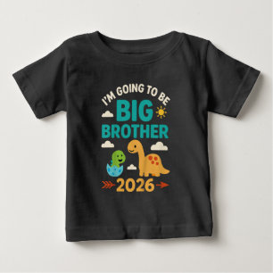 T-shirt Pour Bébé Je vais être un grand frère 2026 dinosaure