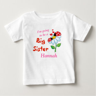 T-shirt Pour Bébé Je vais être une grande soeur Ladybugs Flower