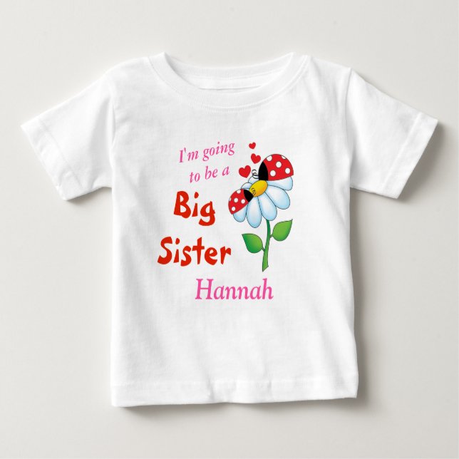 T-shirt Pour Bébé Je vais être une grande soeur Ladybugs Flower (Devant)