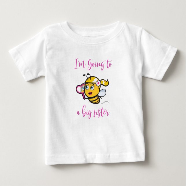 T-shirt Pour Bébé Je vais être une grande soeur mignonne abeille gla (Devant)
