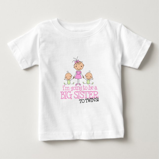 T-shirt Pour Bébé Je vais être une grande soeur pour TWINS (Devant)