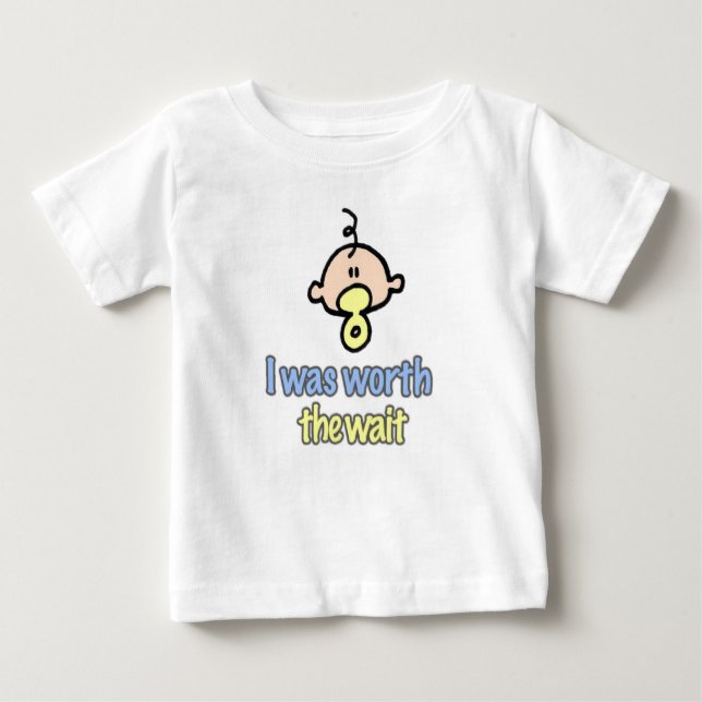 T-shirt Pour Bébé Je valais la peine d'attendre (garçon) (Devant)