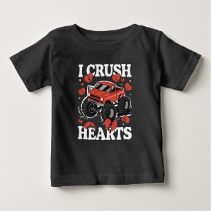 T-shirt Pour Bébé J'écrase les coeurs Saint-Valentin Monster Truck