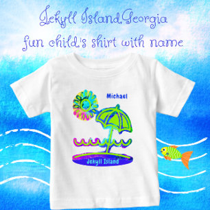 T-shirt Pour Bébé Jekyll Island Georgia Beach Parapluie Soleil et va