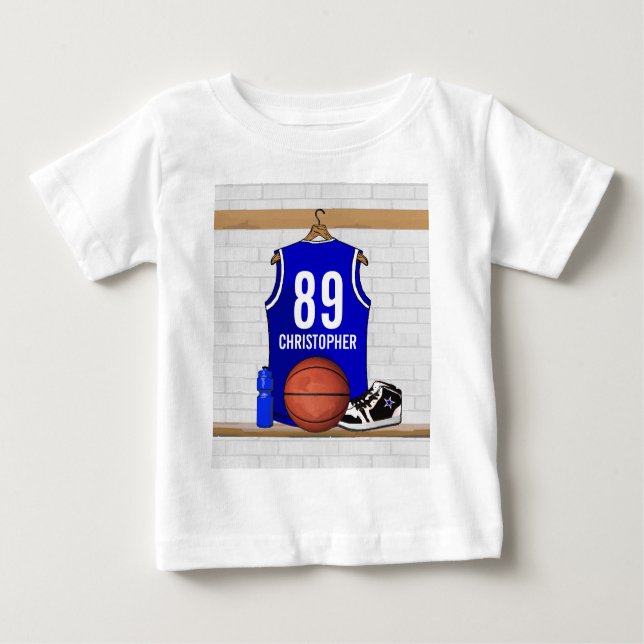 T-shirt Pour Bébé Jersey Blue and White Basketball (Devant)