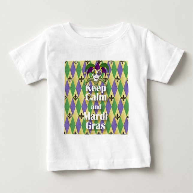 T-shirt Pour Bébé Jester Mask Keep Calm and Mardi Gras (Devant)