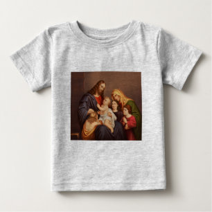 T-shirt Pour Bébé Jésus-Christ avec les Enfants Premium Beaux-Arts