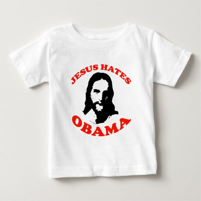 T-SHIRT POUR BÉBÉ JÉSUS DÉTESTE OBAMA (Devant)