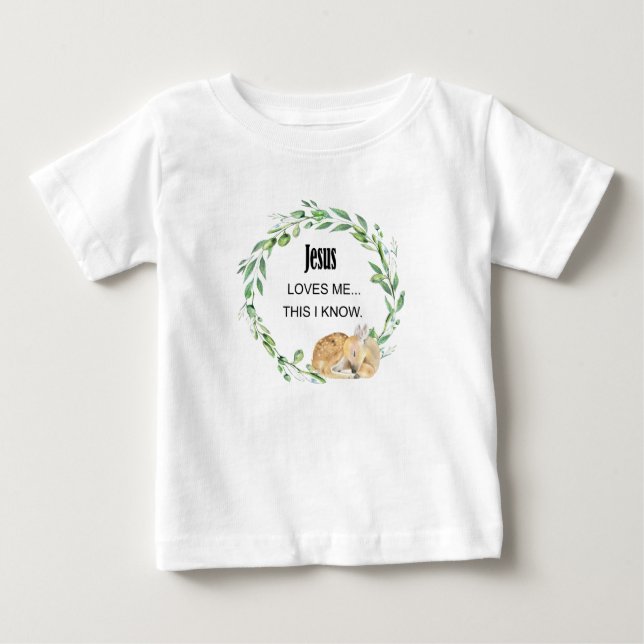 T-shirt Pour Bébé Jésus m'aime ça je sais (Devant)