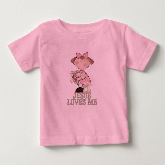 T-shirt Pour Bébé Jésus m'aime fille (Devant)