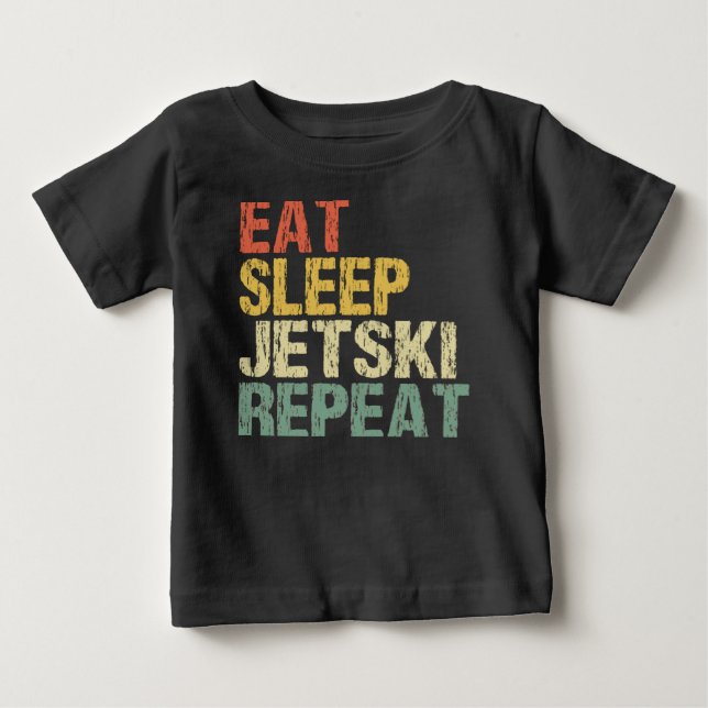 T-shirt Pour Bébé Jetski Eat Sleep Repeat Style Funny (Devant)