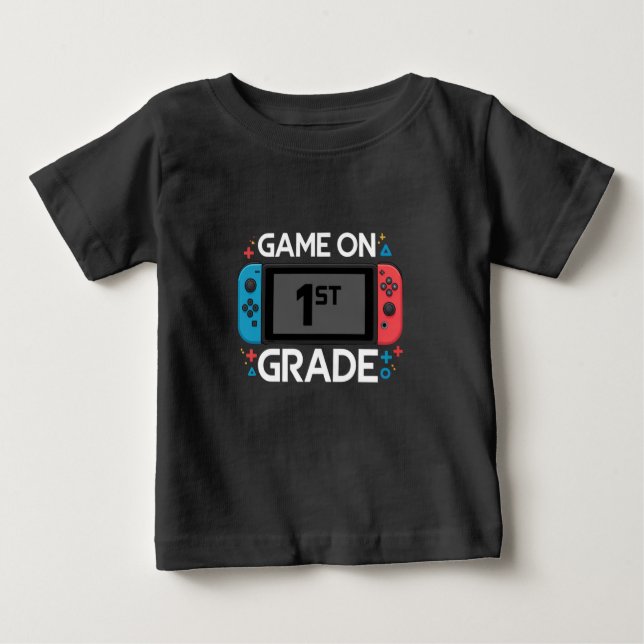 T-shirt Pour Bébé Jeu En 1Ère Année Retour À L'École Amusant Gamer (Devant)
