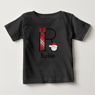 T-shirt Pour Bébé Jeune fille Père Noël Noël 3/4 longueur monogramme