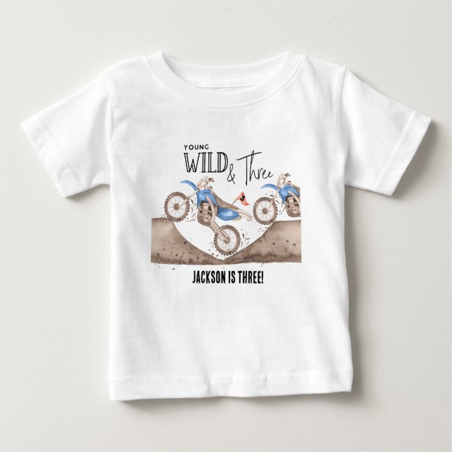 T-shirt Pour Bébé Jeune Sauvage et trois ans pour un troisième anniv (Devant)