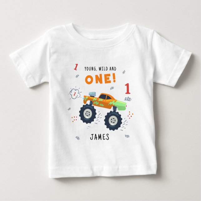 T-shirt Pour Bébé Jeune Sauvage Et Un 1er Anniversaire Enfants Voitu (Devant)