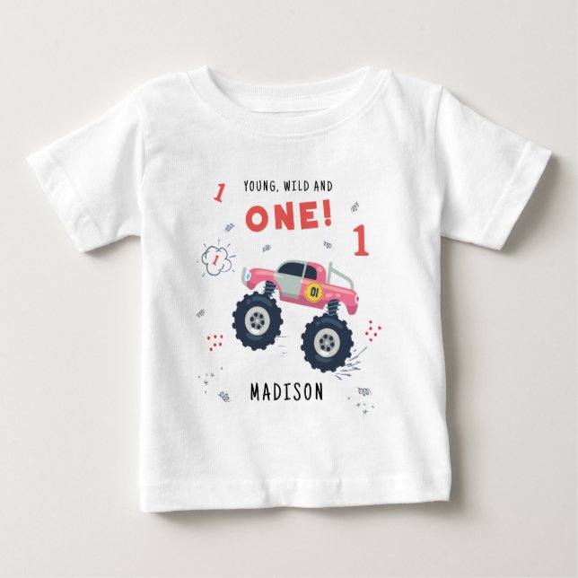 T-shirt Pour Bébé Jeune Sauvage Et Un 1er Anniversaire Enfants Voitu (Devant)