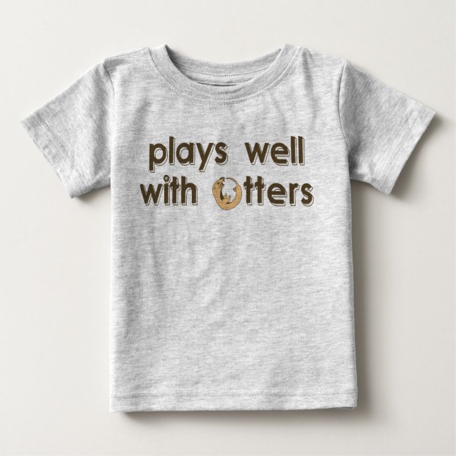 T-shirt Pour Bébé Jeux bien avec des loutres (Devant)
