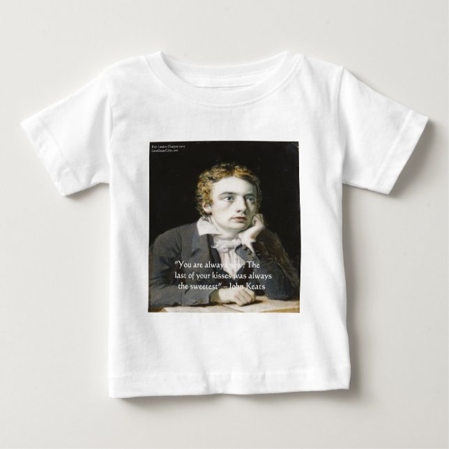 T-shirt Pour Bébé John Keats "Baisers frais" Citation d'amour Cadeau (Devant)