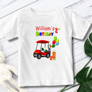 T-shirt Pour Bébé Joli 2e Anniversaire Chariot de Golf Rouge Garçon