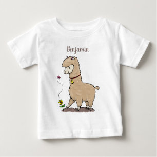 T-shirt Pour Bébé Joli alpaga joyeux avec dessin animé de papillon