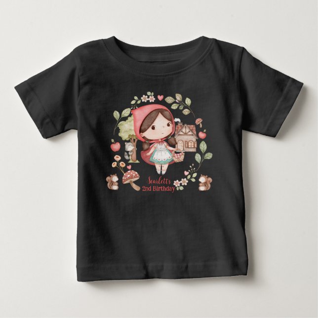T-shirt Pour Bébé Joli Anniversaire de Petit Chaperon Rouge Fantaisi (Devant)