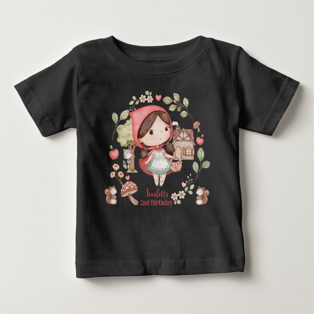 T-shirt Pour Bébé Joli Anniversaire du Petit Chaperon Rouge Fantaisi (Devant)