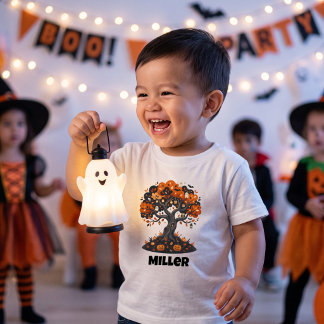 T-shirt Pour Bébé Joli arbre de Halloween personnalisé