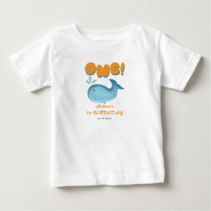 T-shirt Pour Bébé Joli bébé baleine bleue 1er anniversaire