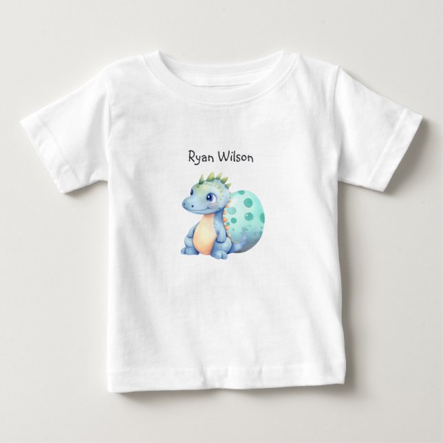 T-shirt Pour Bébé Joli bébé dinosaure à l'aquarelle  (Devant)