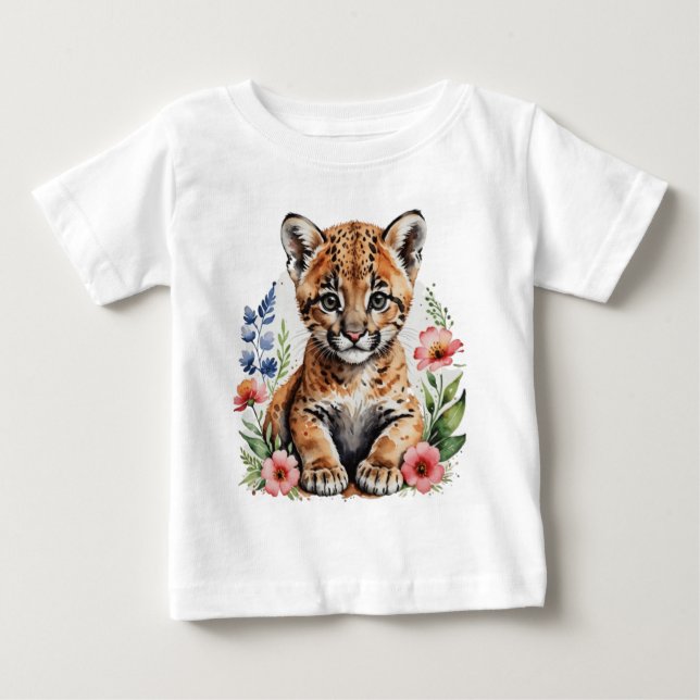 T-shirt Pour Bébé Joli bébé lynx roux (Devant)