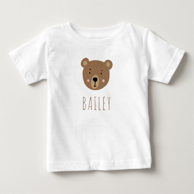 T-shirt Pour Bébé Joli bébé ours moderne bleu (Devant)