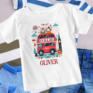 T-shirt Pour Bébé Joli bus à impériale de Londres et bébés charmants