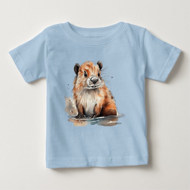 T-shirt Pour Bébé Joli Castor   (Devant)