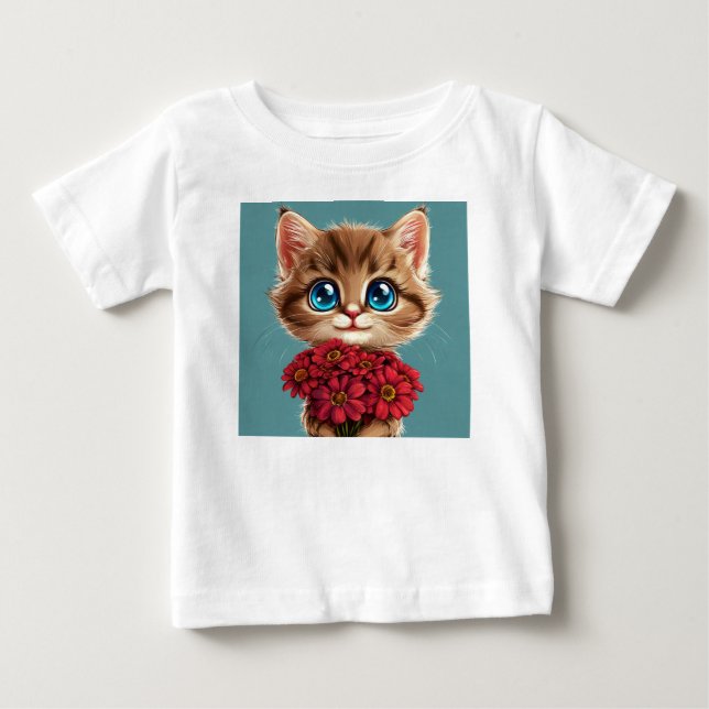 T-shirt Pour Bébé Joli chat de dessin animé (Devant)