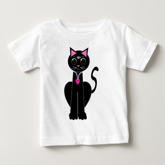 T-shirt Pour Bébé Joli chat noir (Devant)