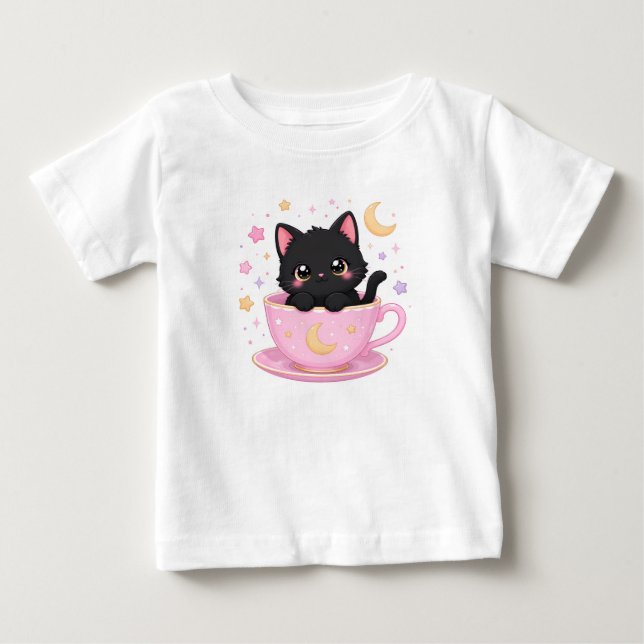 T-shirt Pour Bébé joli chaton dans une tasse (Devant)