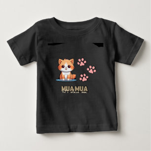 T-shirt Pour Bébé Joli Chaton Orange avec Empreintes de Pattes