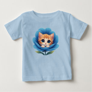T-shirt Pour Bébé Joli Chatons Blotti dans une Fleur en Fleuraison
