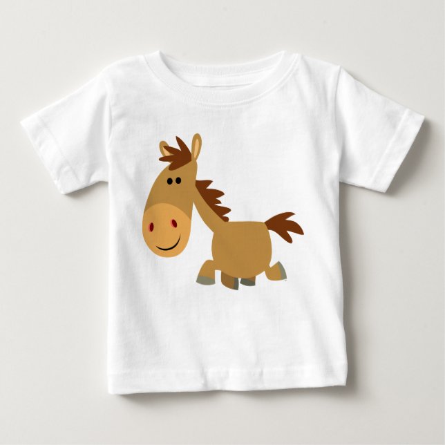 T-shirt Pour Bébé Joli Cheval de Cartoon Douce T-shirt bébé (Devant)